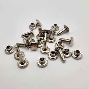 Large Double Cap Jiffy Rivet, 15mm, Nickel Plated